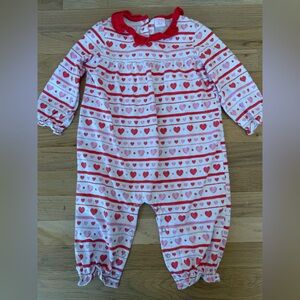 Baby Heart-Print One-Piece Romper in Red and Pink